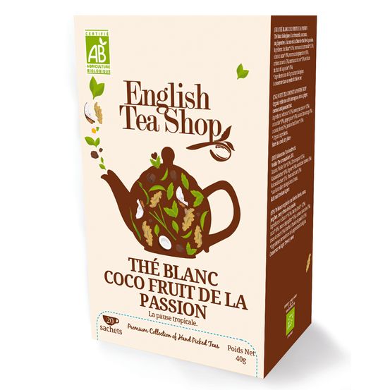 Thé blanc bio, noix de coco et fruit de la passion - 20 sachets