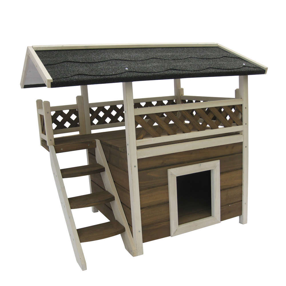 Maison Des Chats En Bois Taupe L80 X L59 5 X H73 Cm Truffaut