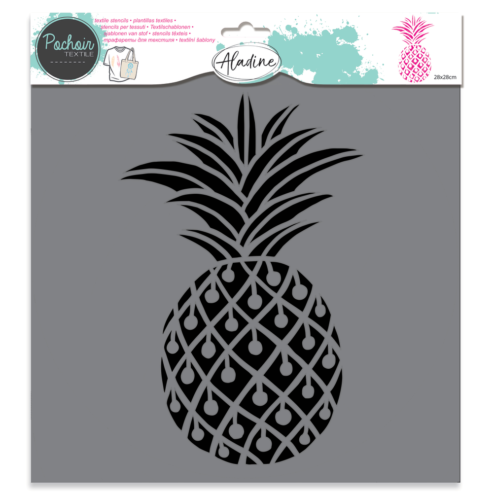 Pochoir textile, en plastique 28x30cm - Ananas