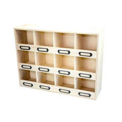 Commode bois, à 12 cases porte-étiquettes métalliques L31xH41,5cm