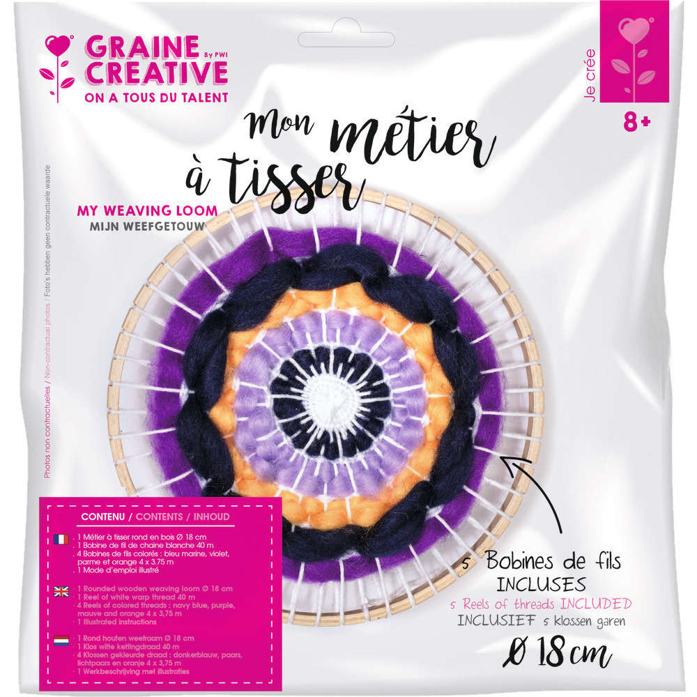 Kit Métier à tisser D18cm (5 bobines incluses)
