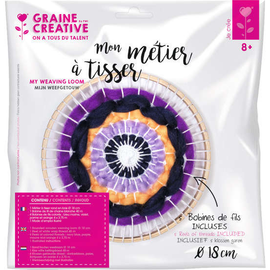 Kit Métier à tisser D18cm (5 bobines incluses)