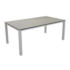 Table repas fixe STONEO Blanc/Basalt 180x90 châssis alu et plateau HPL