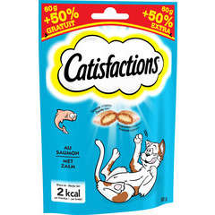 Friandises pour chat Catisfactions, au saumon: 60 gr+50%