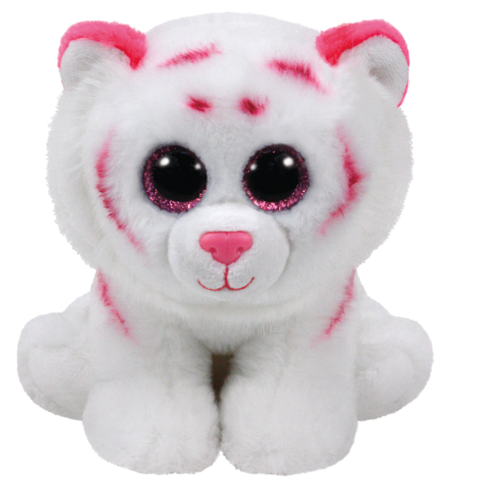 Beanie Babies Medium - Tabor le Tigre Rose/Blanc - 23 cm