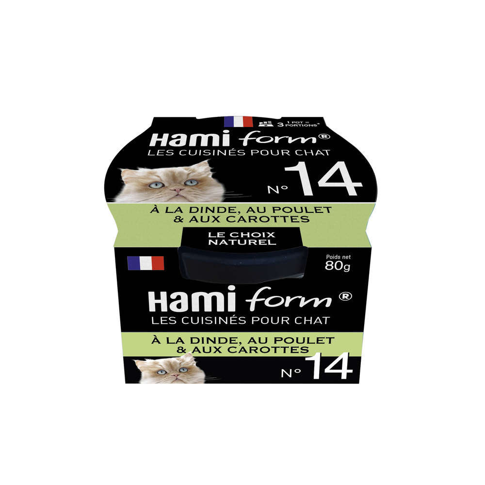 Pâtée Cuisinés pour chats n°14: dinde, poulet et carottes - 80g