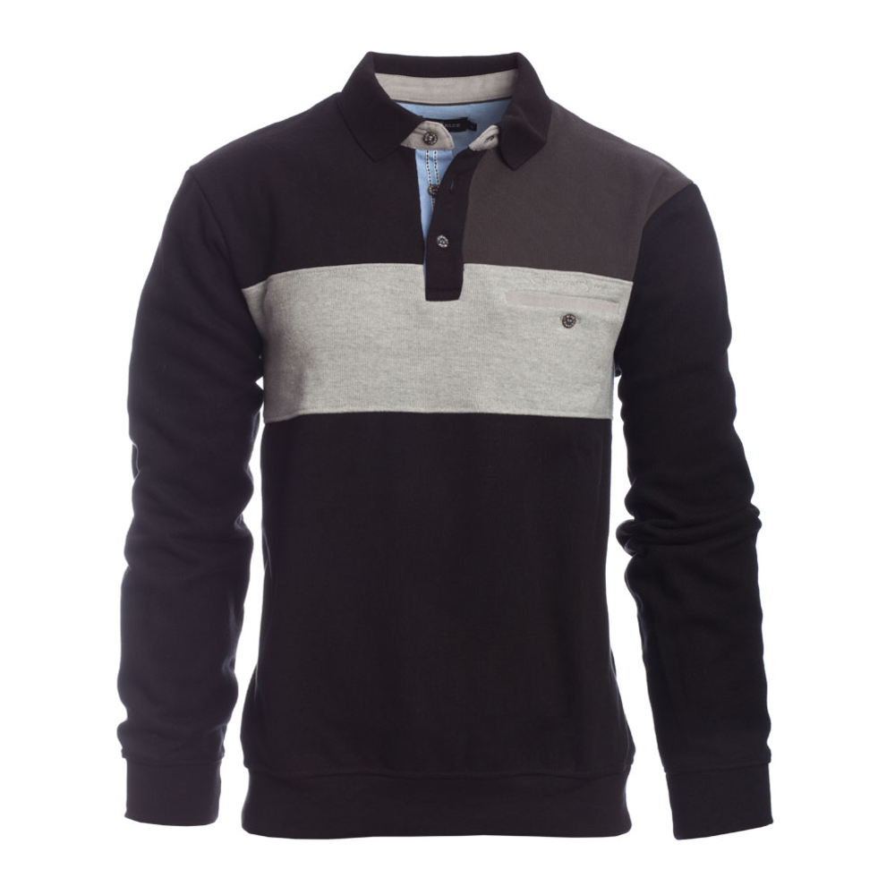 Polo Empiècement 3 Couleurs Noir XL