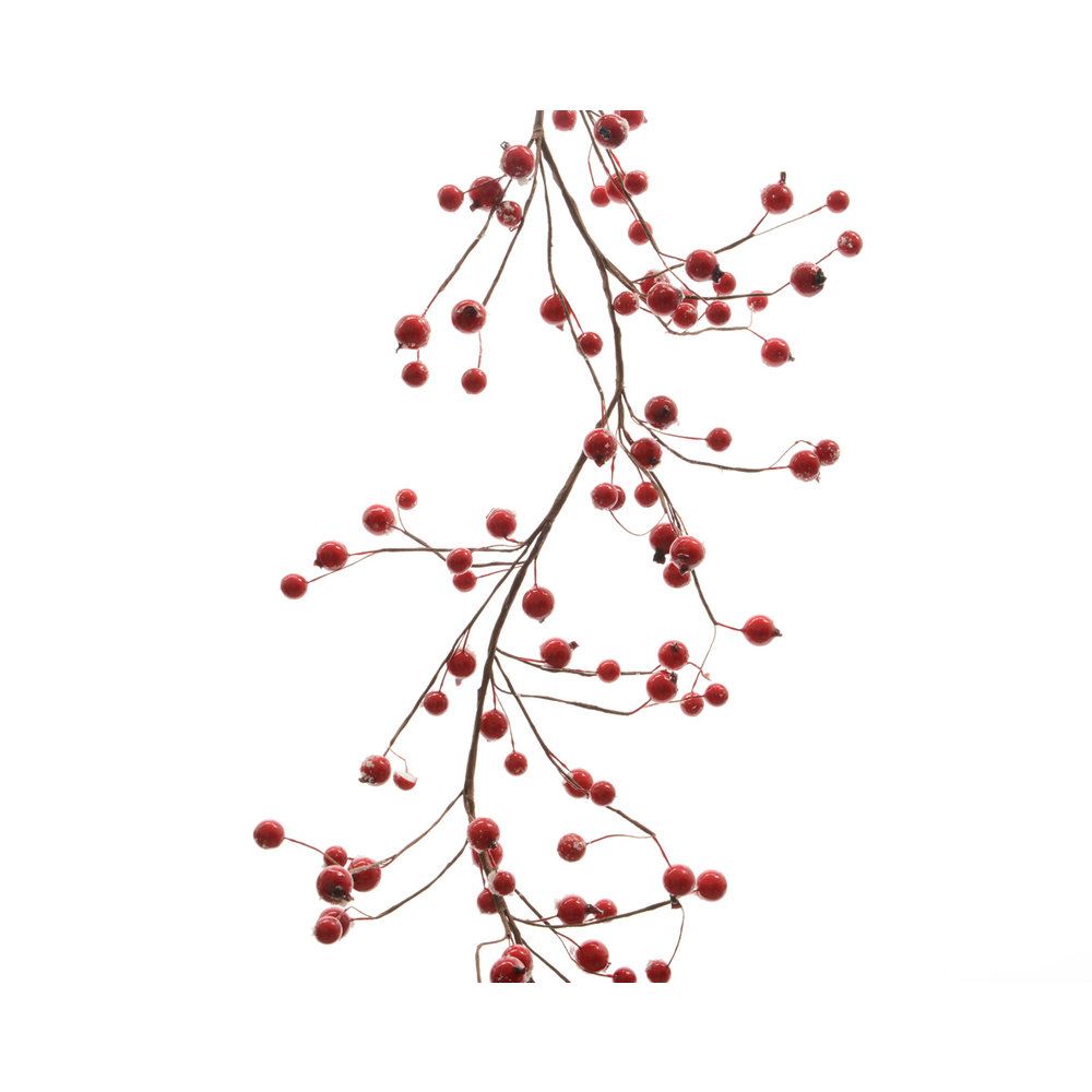 Guirlande en mousse de baies avec neige et paillettes 130x13cm