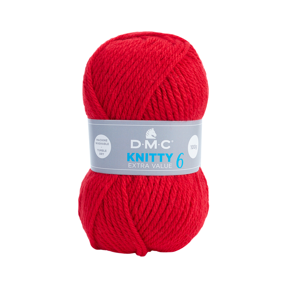 Pelote à tricoter Knitty 6 en acrylique coloris rouge 698 - 137 m