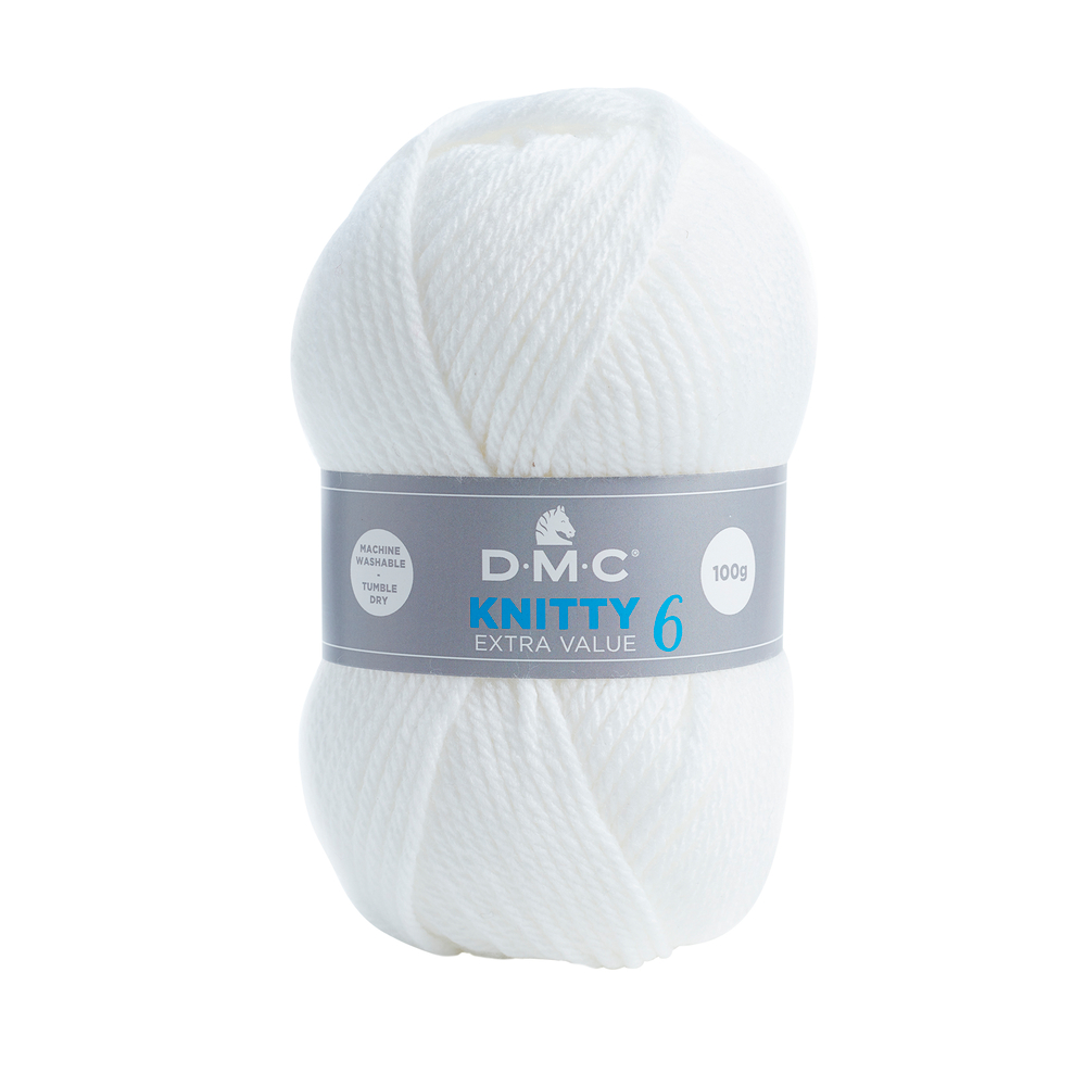 Pelote à tricoter Knitty 6 en acrylique coloris blanc 961 - 137 m