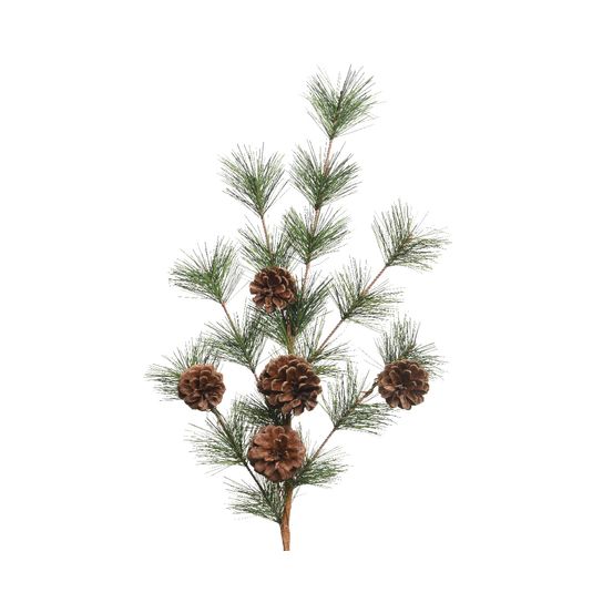 Branche avec aiguilles dures et pommes de pin : 50cm