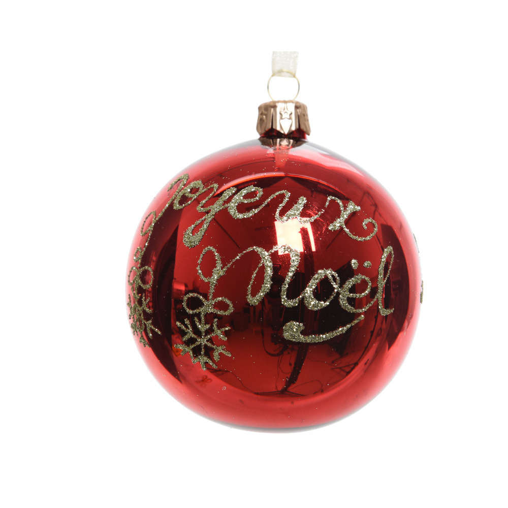Boule De Noel En Verre A Deco Joyeux Noel Dia8cm Rouge Truffaut