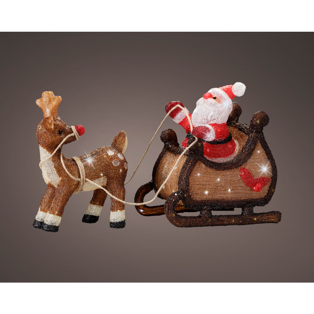 Père Noël gonflable avec traîneau et rennes 200 cm 5 lumières LED