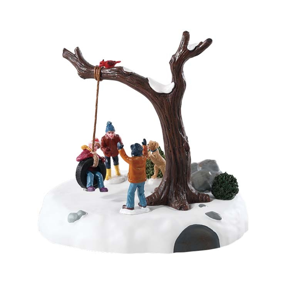 Balançoire pneus et arbres 