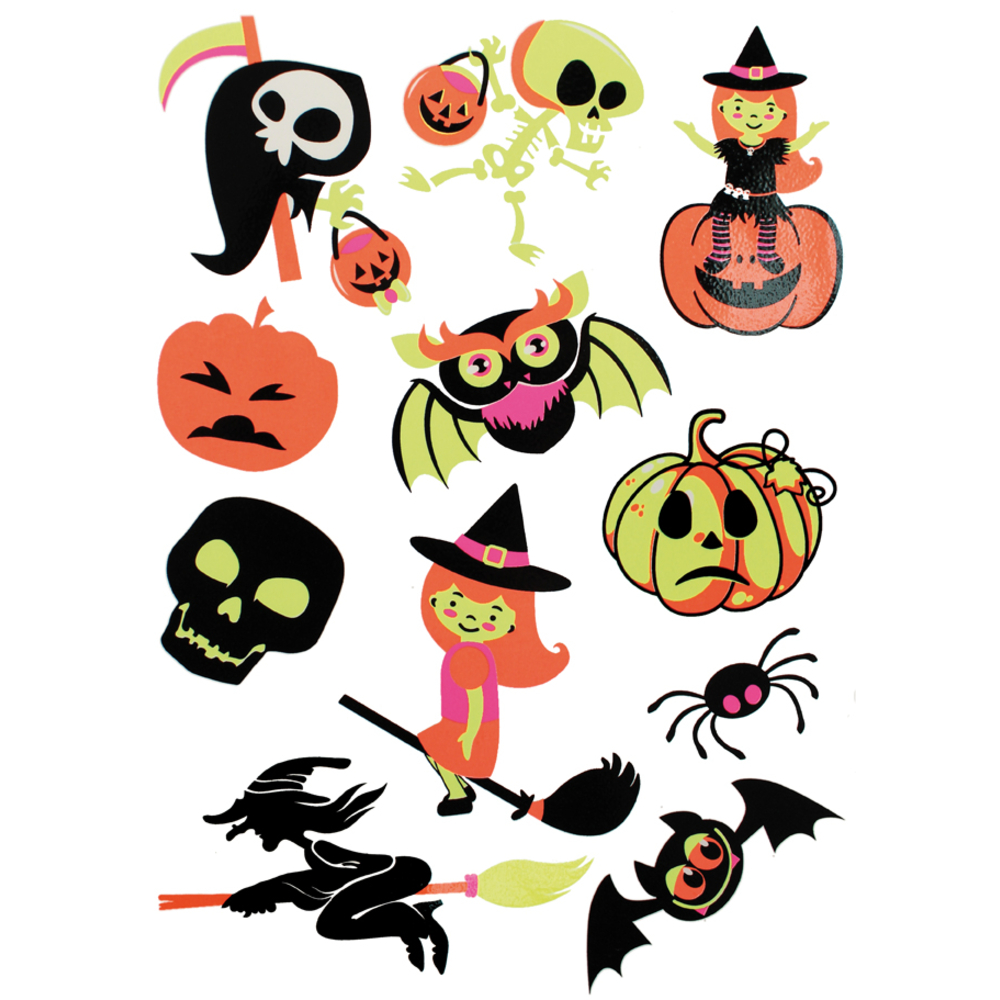 Stickers fluorescents (x11) - Halloween (4 à 7 cm)