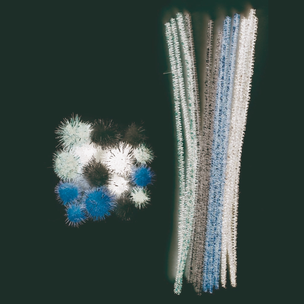 Assortiment pompons et chenilles métallisées (x47)