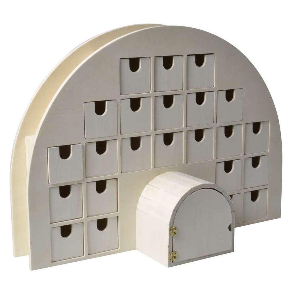 Calendrier de l'Avent 'Igloo', en bois L.44 x 15,5 x H.23 cm