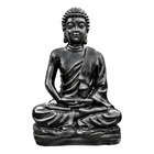 Bouddha Kadampa en pierre reconstituée ton ciré noir - H.96 cm