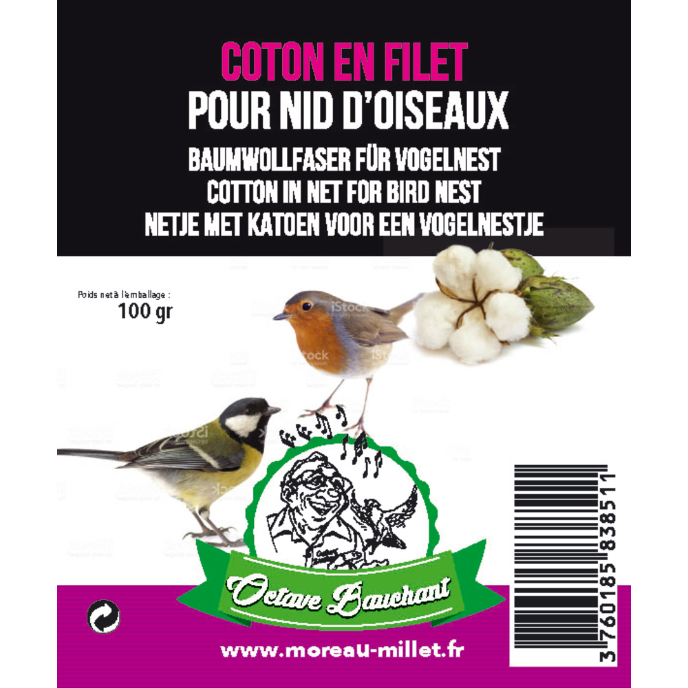 Nid coton en filet, pour oiseaux du ciel (100g)
