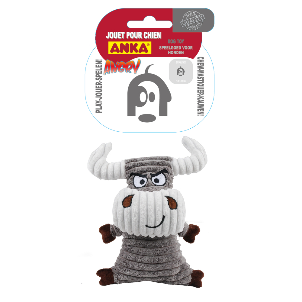 Jouet peluche Taureau angry, pour chien: taille S (16,5cm)