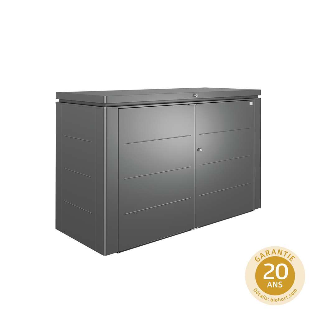 Coffre rangement Highboard, acier gris L200cm