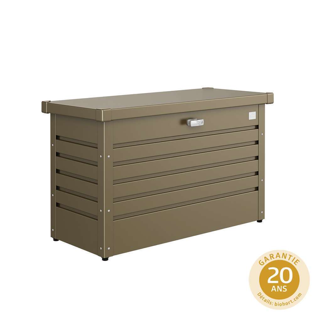 Coffre de jardin, acier, bronze L.101cm