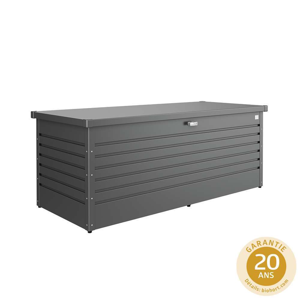Coffre de jardin, acier, gris foncÃ© L.181cm