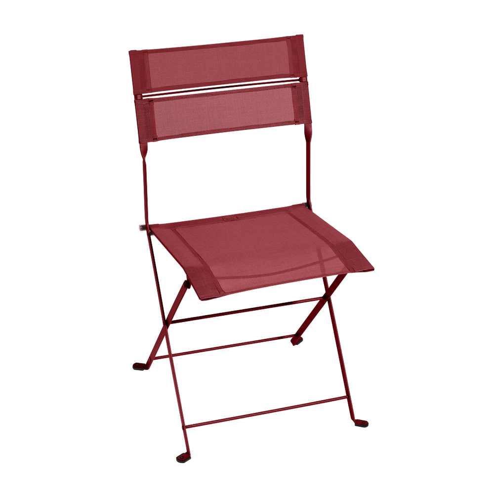 Chaise pliante LATITUDE en acier et toile rouge piment - 50x49x87,5 cm