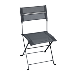 Chaise pliante LATITUDE en acier et toile gris carbone - 50x49x87,5 cm