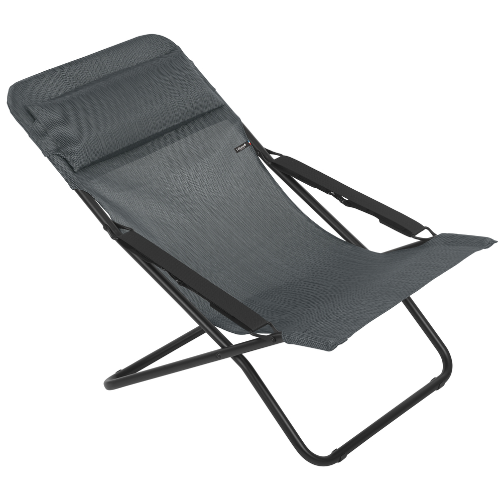 Bain de soleil Transabed gris et noir en batyline duo - 93x67x88 cm