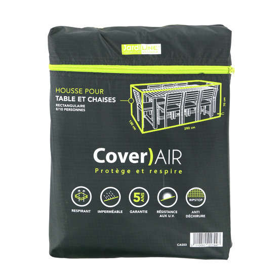 Housse table rectangulaire + chaises 8-10 personnes