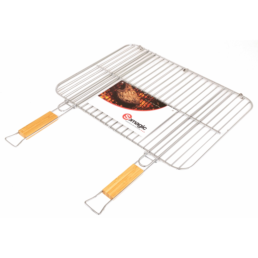 grille double acier chromée 51 x 38 cm manche bois