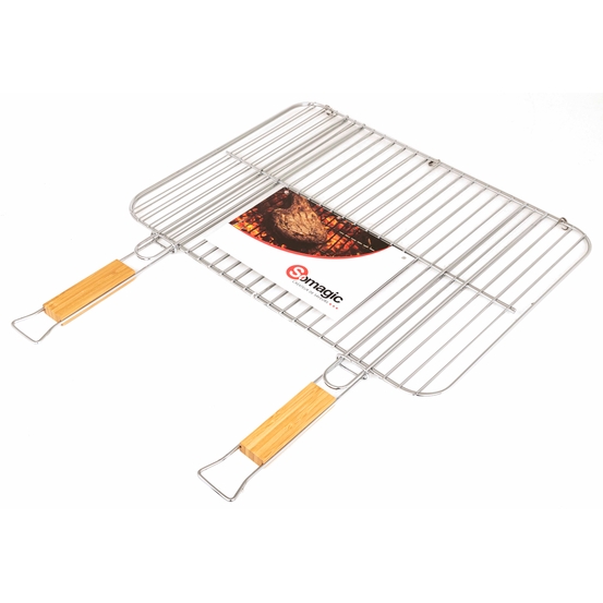 grille double acier chromée 51 x 38 cm manche bois