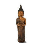 Bouddha débout en résine, imitation bois H.87cm