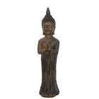 Bouddha debout avec bol en résine, imitation bois H.87cm