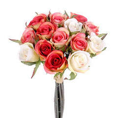 Bouquet de boutons de Roses artificiels 15 Roses Diametre 15 cm Blanc |  Truffaut