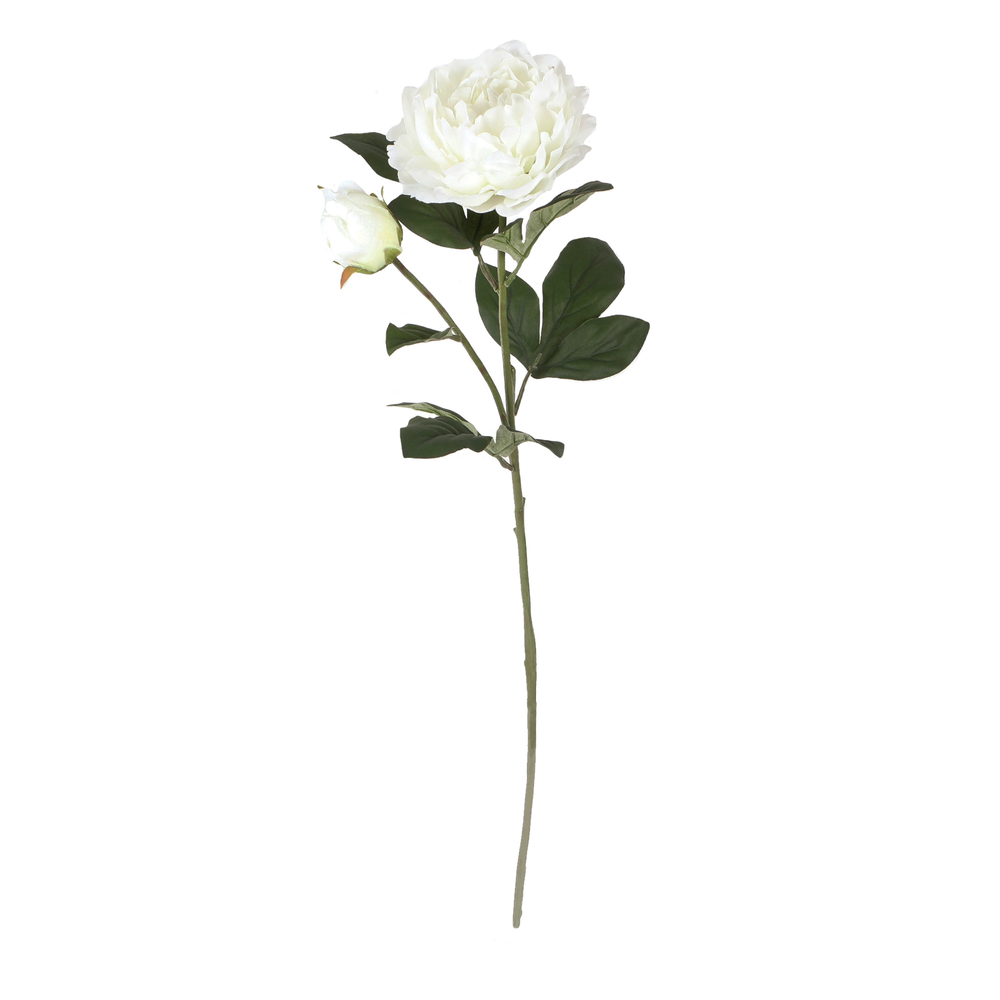 Fleur artificielle tige de pivoine blanc H.76cm