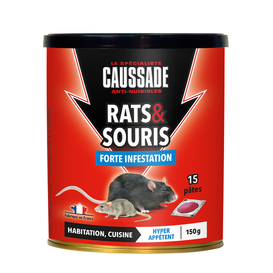Anti-nuisible Souris & Rats - Pat'appât forte infestation 150 g CAU
