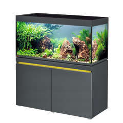 Aquarium + meuble poisson d'eau douce, gris - 430 litres