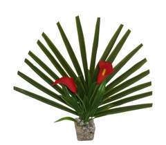 Plante artificielle aquarium palm fleurie 30 cm