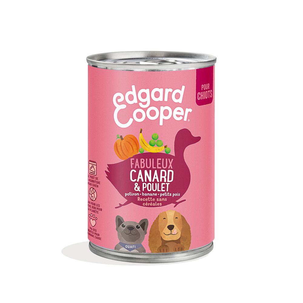 BoÃ®te nourriture, chiot, canard/poulet, 400gr