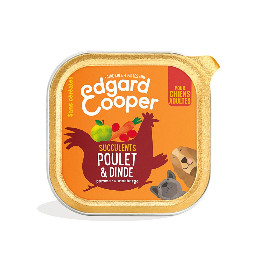 Boite Poulet Dinde aux pommes, canneberges et carottes 150g