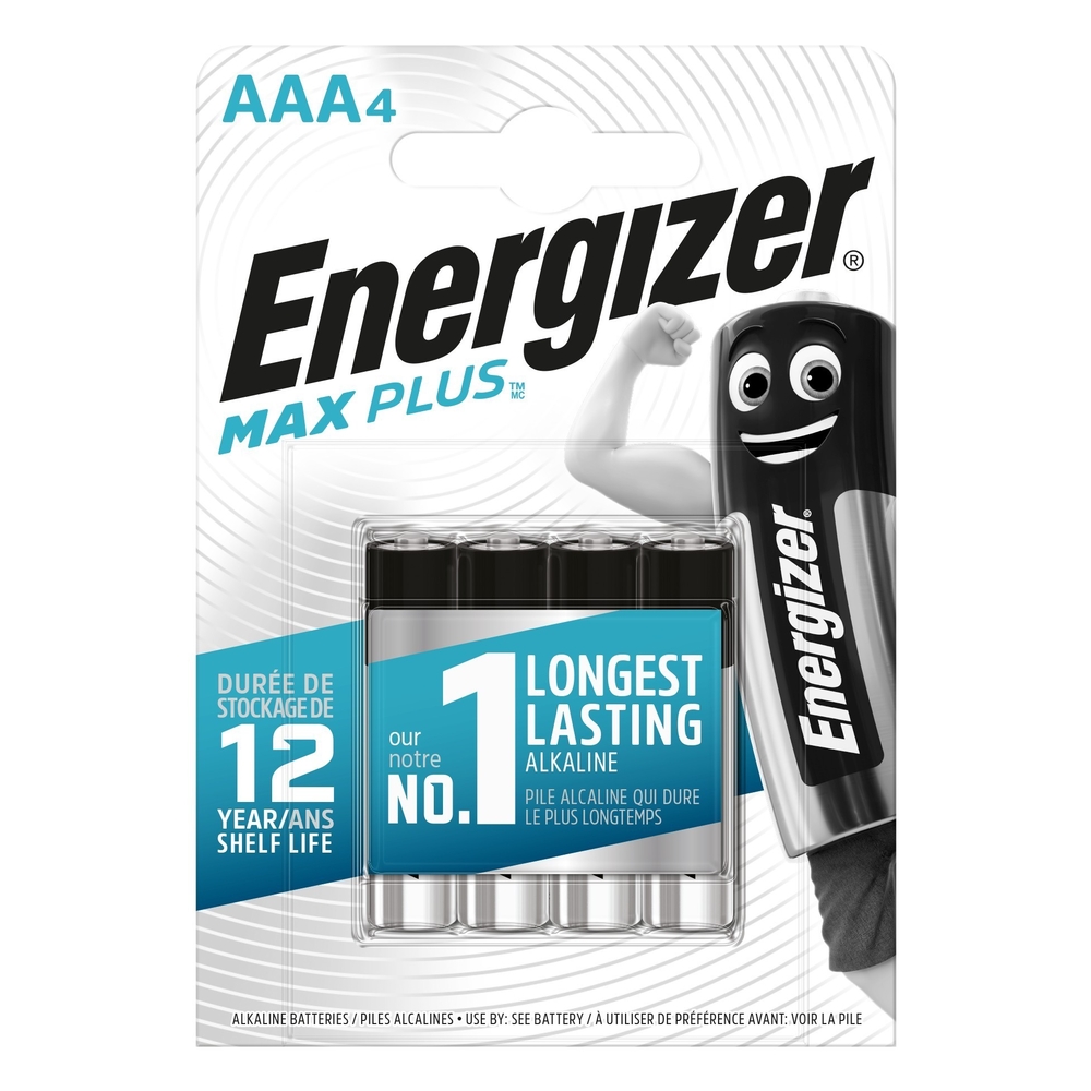 Piles Alcalines Energizer Max Plus AAA/LR3, pack de 4