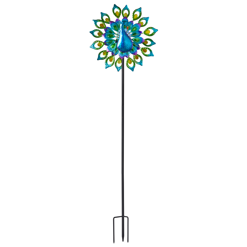 Eolienne solaire Paon, en acier inoxydable - L131xl37.5xH131cm