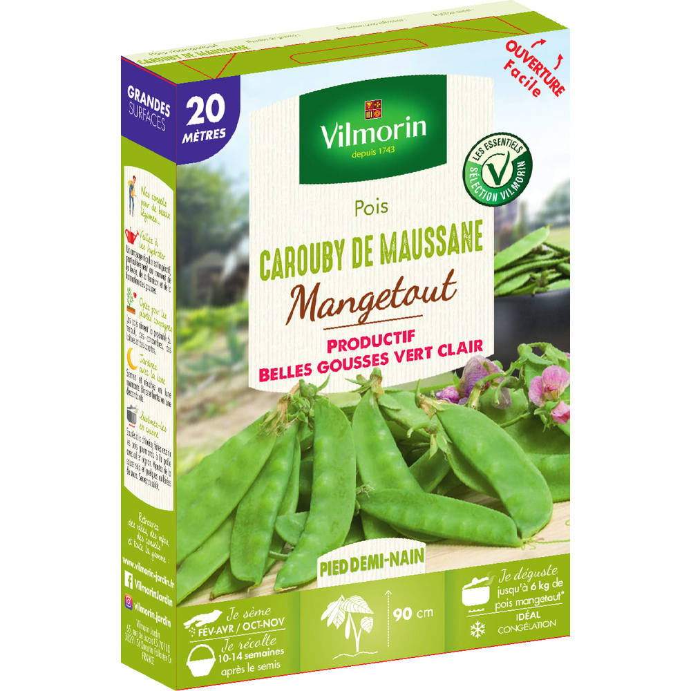 Graines de pois Mangetout Carouby de Maussane en boite