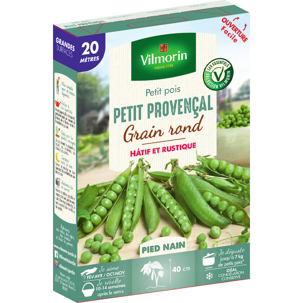 Graines de pois nain à Grain Rond'Petit Provencal en boite