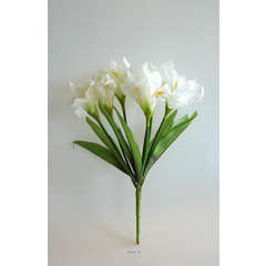 Bouquet d'Iris artificiels 7 fleurs et 7 feuilles hauteur 28 cm