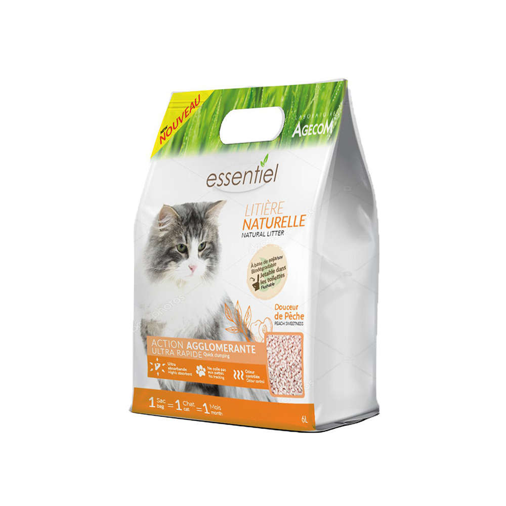 Litiere Vegetale Pour Chat Essentiel Soja Peche 6 Litres Truffaut