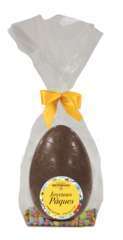 Œuf ''Joyeuses Pâques'' Chocolat Noir & dragées  180g