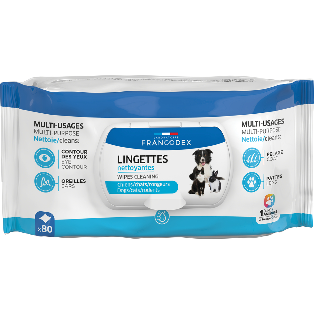 Lingettes nettoyantes multi-usages chien/chat x100
